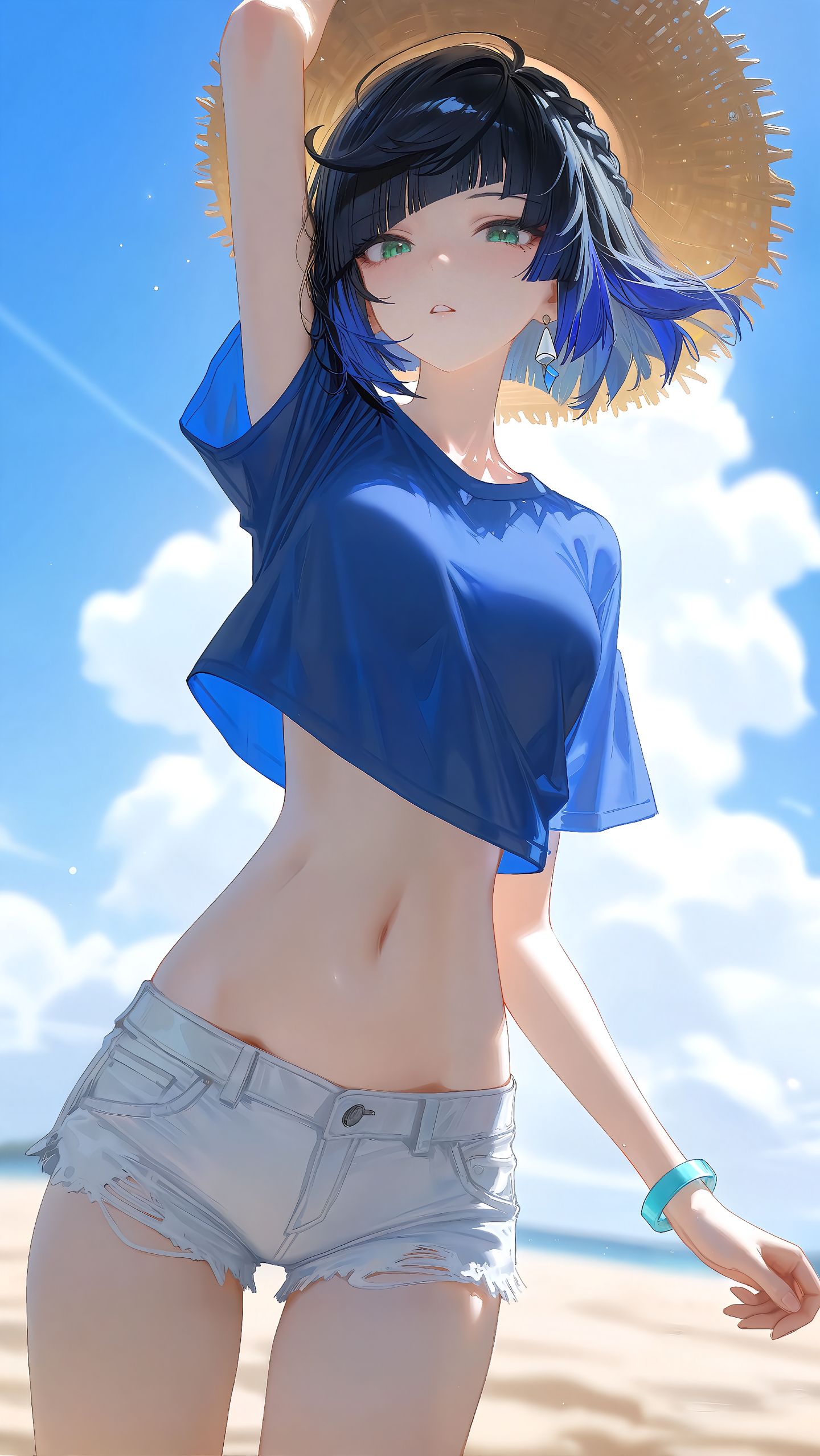 海边游玩 原神 申鹤 心海 刻晴 荧