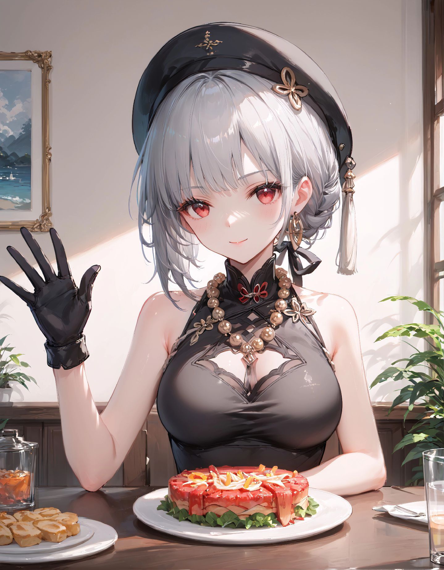 二次元【鸣潮 散华】二次元少女 餐厅 美食