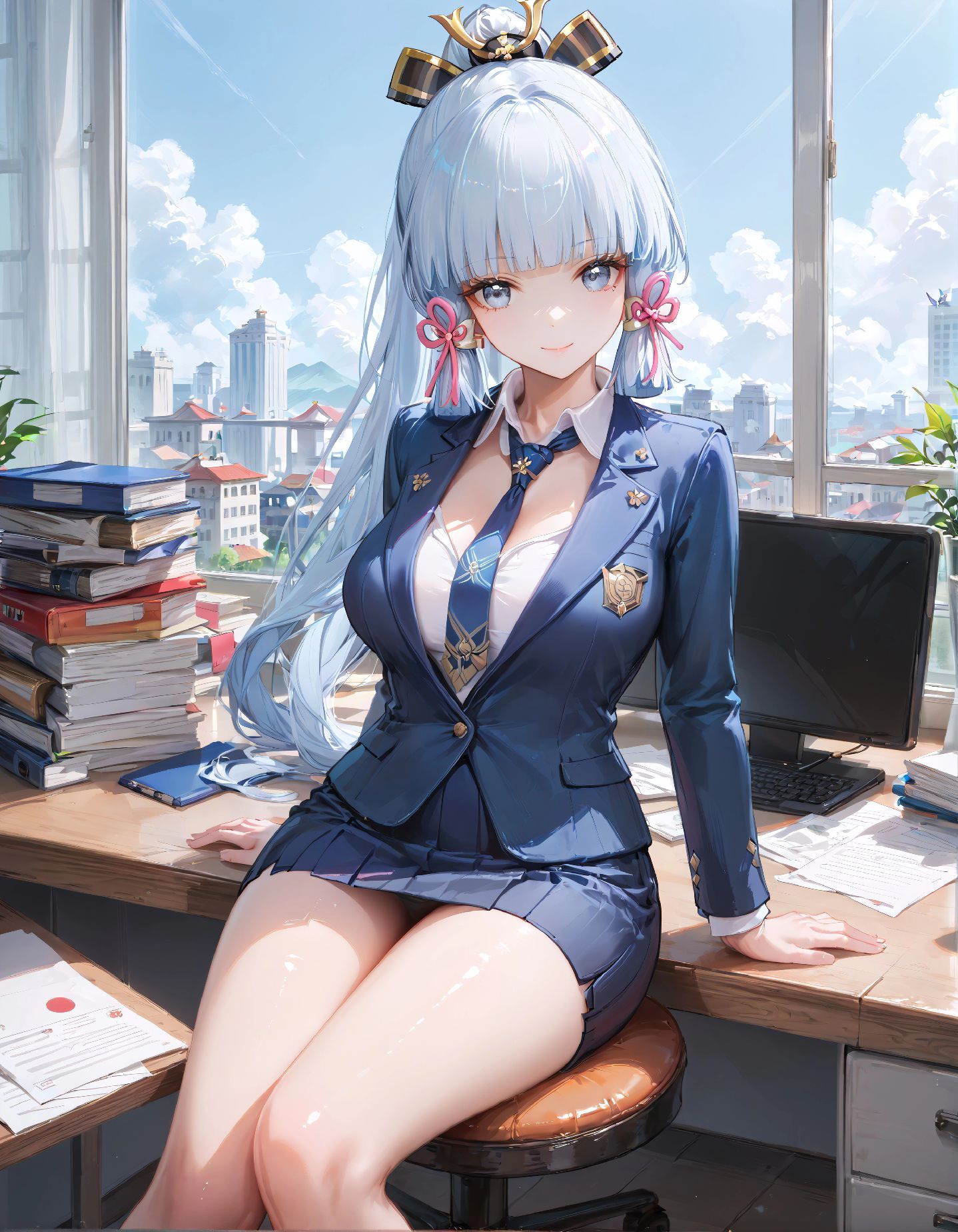二次元女孩 【原神 神里绫华】职场 制服