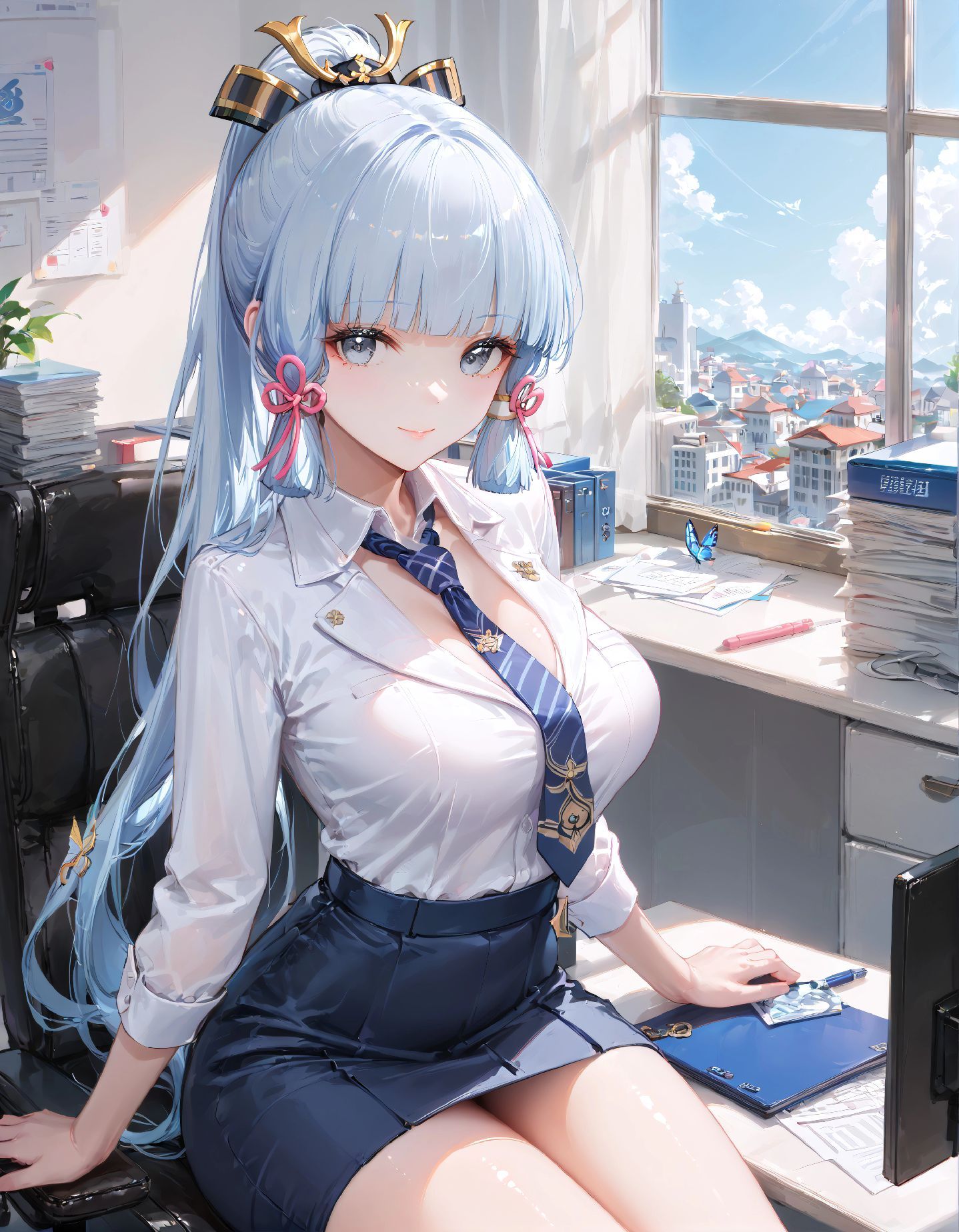 二次元女孩 【原神 神里绫华】职场 制服